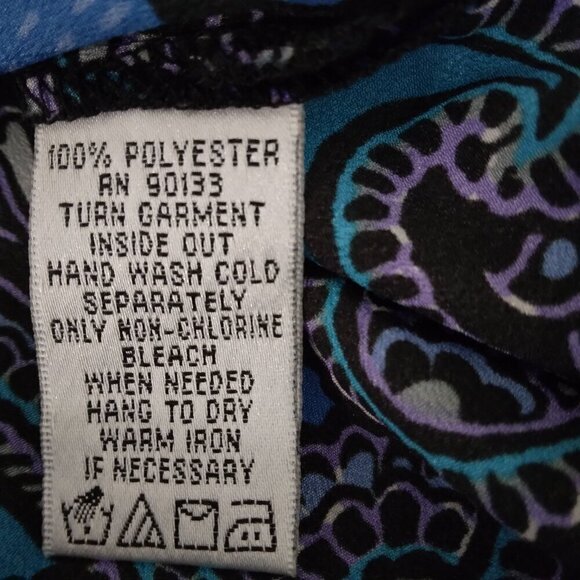Bob Mackie | Paisley Print Button Front Shirt Blue Purple Teal | Size L - Picture 8 of 8